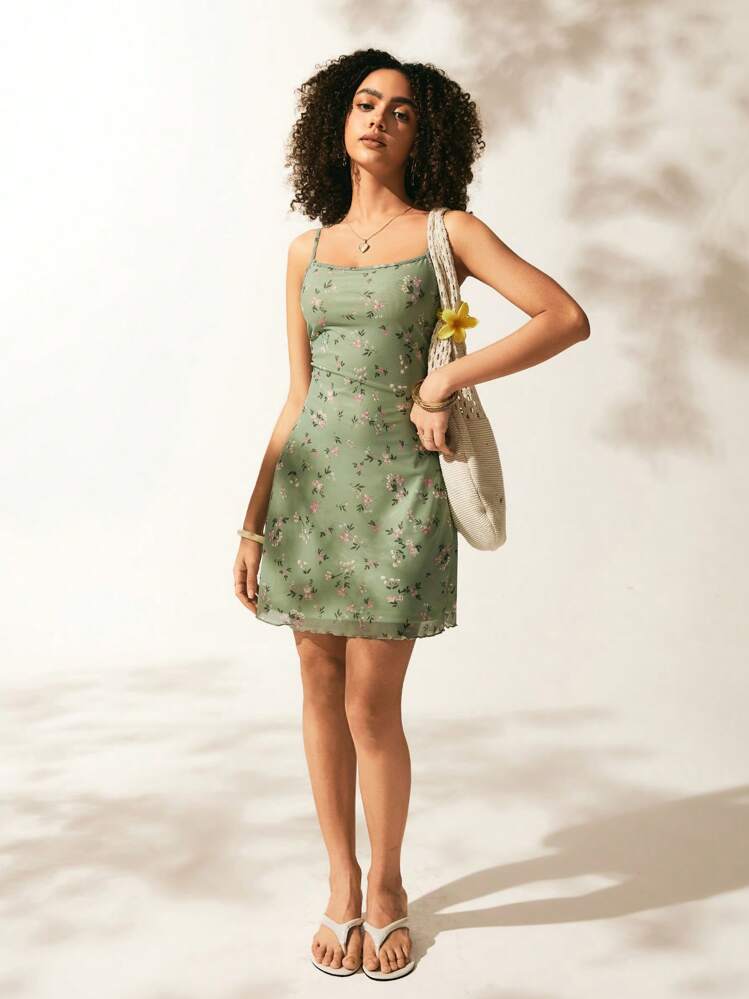 Easelle Ditsy Summer Outing Blommönster Sallad Trim Cami Dress,Pastell Klänningar För Kvinnor - Multifärgad - Visa 4