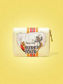 TOM & JERRY X SHEIN 1pc Retro Cartoon Surfing Design Short Wallet - Multicolor - View 1