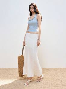 LYSMO Damen ärmelloses, perforiertes Trägertop mit figurbetonter Passform, Sommer