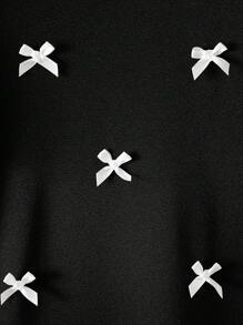 SHEIN 1 件 Tween Girl 纯色 3D 蝴蝶结短袖褶皱摆裙，宽松版型，春夏 - 黑色 - 查看 6