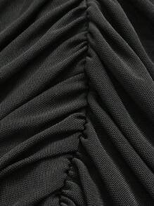 SHEIN EZwear 2pcs/Set Ruffle Double Layer Sheer Bodycon Mini Skirt - Blue - View 7