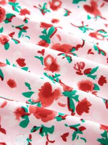 Sunnyshic Plus Size Women's Summer Casual Romantic Floral Beach Holiday Side Slit Drawstring Skirt, Comfortable Casual Cute Fabric, Suitable For Daily Commute, Home, Outing And Vacation In Summer