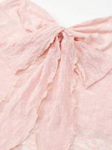 SHEIN PETITE Plus Size Women Minimalist Sheer Lace Halter Top - Pink - View 6