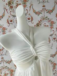 Sweetra Women's White Off Shoulder Spaghetti Strap Camisole Top, Spring/Summer - White - View 5
