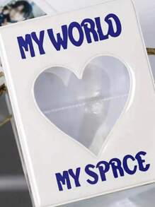 SHEIN Álbum de fotos vintage con forma de corazón mini, libro de almacenamiento de tarjetas postales, regalo de fan de ídolo de K-pop