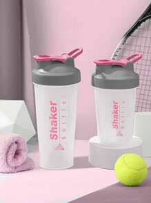 1 pieza Botella mezcladora deportiva para proteínas con agitadores, botella deportiva, botella de agua para exteriores