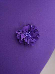 Modelyn Plus Size Elegant Solid Color 3D Floral Decor Slim Fit Dress - Purple - View 9