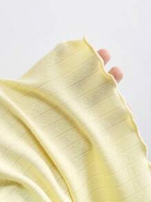 Sweetra 女士新款春夏针织提花无袖荷叶边褶皱上衣，适合度假和野餐，黄色花卉装饰，合身 - 黃色 - 查看 3