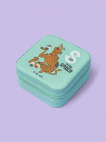 SCOOBY-DOO X SHEIN Organizador de joias com zíper para viagem com estampa de desenho animado e letras