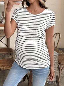 SHEIN Top de enfermería ajustada y cómoda con rayas