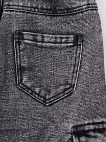 Young Girls Graffiti Distressed Mid-Rise Straight Leg Blue Denim Jeans - Black - View 6