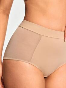 SHEIN Shape Prenda moldeadora de unicolor de talle alto sin costuras para mujer, panty