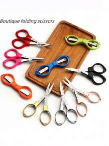 1pc Exquisite Folding Small Scissors, Zinc Alloy 8-Shaped Stretch Paper-Cutting Scissors, Multi-Functional Scissors For Office, Outdoor Travel, And Fishing Back To School,Back To School,School Supplies