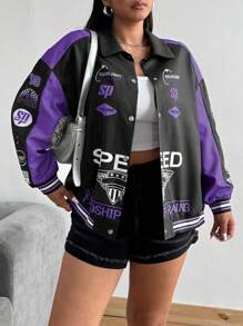 POPSWAY Plus Size Women's Patchwork Jacket