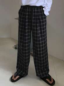 DAZY Spring Black Check Men's Pants, Minimalist Fashion Suitable For Summer Business Attire - Black - View 8