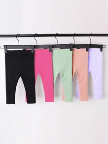 Baby Girls 2pcs/Set All-Match Rib Knit Leggings, Casual & Versatile, Spring & Autumn - Multicolor - View 2