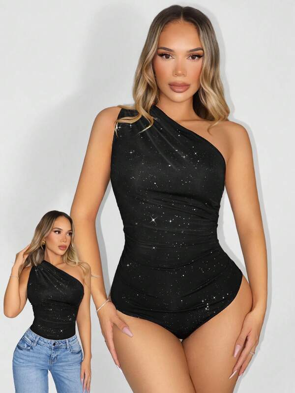 Zolique Women's Shiny Sleeveless Bodysuit