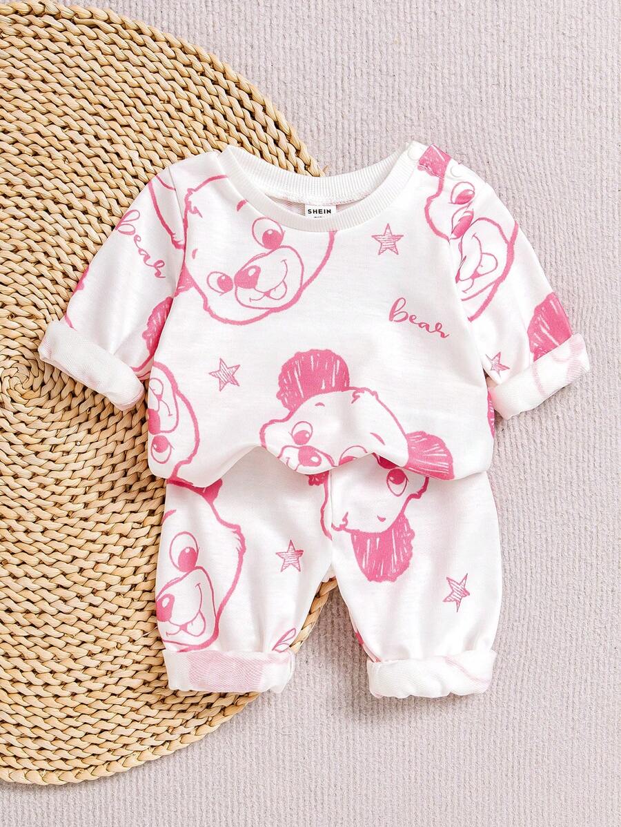 SHEIN Playful Pals Newborn Baby Boy Cute Animal Print Outfit Set, Practical Everyday Wear And Ideal Gift For Newborns - Multicolor - View 1