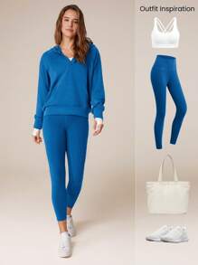 GLOWMODE 莫代尔丝绸触感超大长袖半拉链连帽衫秋季