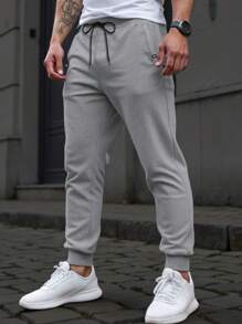 Manfinity Homme Men's Drawstring Waist Pocket Casual Loose Jogger Pants