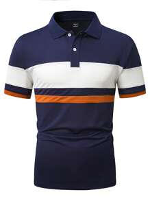 Manfinity Homme Men's Casual Polo Shirt, Minimalist Stylish For Everyday Wear Polo Shirt For Men Men Polo T Shirt Polo T Shirt Men Polo Men Shirt Polo For Men - Multicolor - View 2