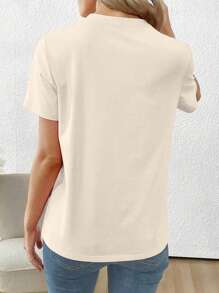 SHEIN LUNE Plus Size Women Christian "Hear His Voice, Do Not Follow The Crowd" Graphic Loose Short Sleeve Casual T-Shirt - White - View 2