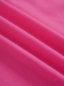 SHEIN LUNE Plus Size Women's Loose Easter Rabbit Print Crew Neck Short Sleeve T-Shirt, For Gifts - Hot Pink - View 4