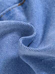 SHEIN 2 件装男童深蓝色和浅蓝色牛仔弹力紧身短裤套装 - 藍色 - 查看 6