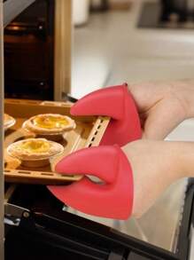 Zazumi 1 pieza Pinzas creativas de langosta con guantes aislantes de calor - Guantes de silicona gruesos resistentes a altas temperaturas para olla, horno y microondas, a prueba de quemaduras, un par de juego - Rojo - Ver 7