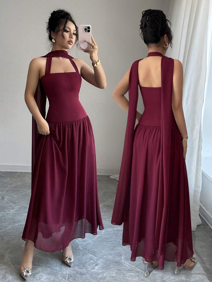 Rafferiza 2 件套女士优雅酒红色春季套装 - 酒紅色 - 查看 1