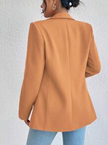 Chiquease Women Solid Color Long Sleeve Casual Blazer Jacket - Orange - View 2