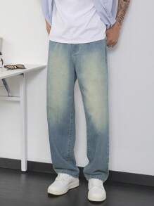 Manfinity Homme Plus Size Men's Simple Fashion Casual Denim - Blue - View 5