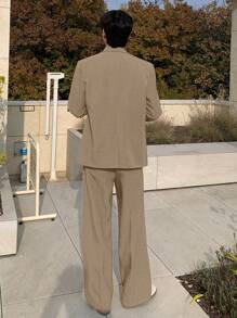 DAZY Men's Solid Khaki Suit Set, Spring Business Attire