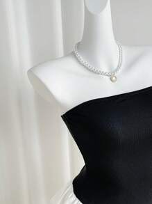 SHEIN PETITE Women's Autumn Cropped Leopard Print Patchwork Layered Ruffle Trim Fitted Mini Dress - Black and White - View 4