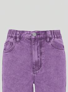 SHEIN Vaqueros rectos de lavado casual versátil con estilo sencillo de moda retro Y2K, color gris claro, para adolescentes