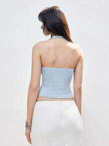 LYSMO Damen ärmelloses, perforiertes Trägertop mit figurbetonter Passform, Sommer