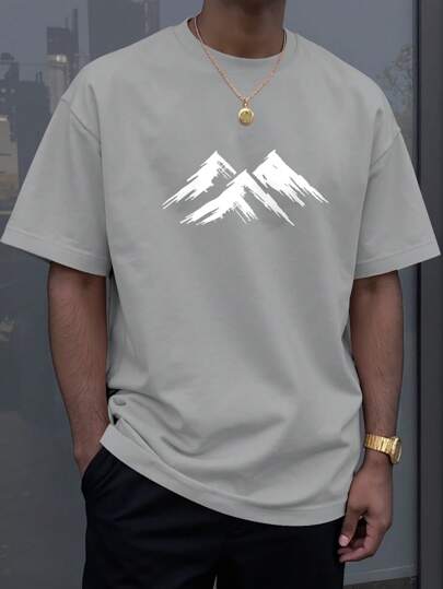 تي شيرت كاجوال صيفي للرجال بأكمام قصيرة ورسومات بس...