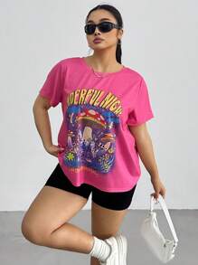 Flirla 大码女式扎染图案圆领短袖休闲宽松 T 恤图案 T 恤女式上衣