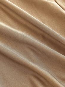 SHEIN MOD Women's Champagne Draped Neck Form-Fitting Midi Dress, Elegant Dress,Formal Dress,New Year's Eve Dress, Holiday Dress, New Year Vacation, New Year Party Women Dress,Masquerade Ball Dress - Champagne - View 3