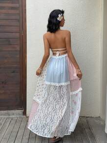 Sunnyshic 浪漫蕾丝拼接细肩带连衣裙 - 彩色 - 查看 2