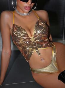 SHEIN Swim Event Salida de playa de mujer de gasa con diseño de mariposa para el Festival de Música 2025