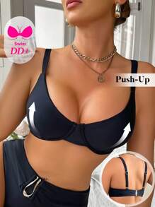 Swim DD+ Top de traje de baño de unicolor y moda simple para mujer, apto para el verano