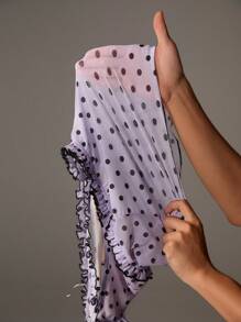 TRNVIE Spring & Summer Romantic Light Purple Polka Dot Mesh Floral V-Neck Tank Top For Women