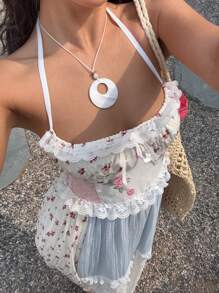 Sunnyshic 浪漫蕾丝拼接细肩带连衣裙 - 彩色 - 查看 5