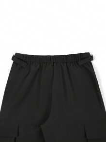 Manfinity LEGND 男士美式直筒宽松纯色多口袋休闲工装裤，修身，工装裤，情人节黑色裤子，秋季