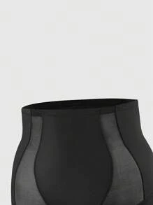 SHAPORA Plus Size Shaping Mid-Waisted Mid Thigh Shapewear Short Bottom Body Shaper Butt Lifter-Tummy Waist Thigh Control - Black - View 4