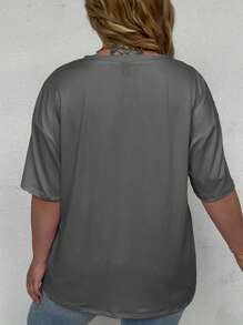 EMERY ROSE Too Many Storms Plus Size Short Sleeve V-Neck Tee - Multicolor - View 2