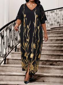 SHEIN Lady Spring And Summer Elegant Commuting Office Colorful Woven Metallic V Neck Split Tunic Dress Kaftan Dress Long Short Sleeve Plus Size Dresses Plus Size Abayas Elegant Women Dresses Classy Outfits Modest Dress Abaya Dress Summer Summer Outfits For Women Summer Dresses For Women Spring Outfits For Women Spring Dresses For Women Easter Dress Women Summer Clothes Women Festival Outfits For Women Spring Break Outfits Spring Break Dresses Modesty Clothes Women Plus Size Dress Elegant Abaya Women Plus Size Summer Clothes Plus Size Summer Dresses Plus Size Dresses Summer Plus Size Dresses Women Women Clothing Summer Dress Summer Women Dresses Summer Summer Outfit For Women Festival Outfits Festival Festival Outfit Festival Festival Outfits Women - Multicolor - View 5