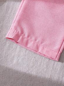 SHEIN 2 件套，女婴春夏休闲蝴蝶刺绣无袖上衣和纯色裤子 - 粉色 - 查看 4
