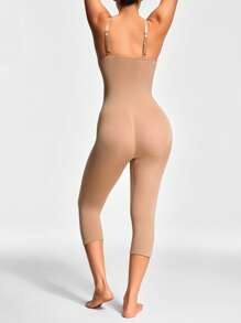 SHAPORA Women Seamless Solid Color Suspender Shaping Jumpsuit - Capri Pants - Apricot - View 2